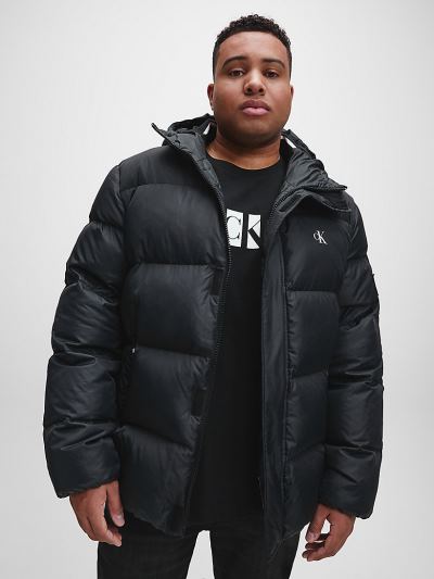 Calvin Klein Ruhák HU604092 | Calvin Klein Plus Size Recycled Polyester Férfi Pufi Dzseki Fekete